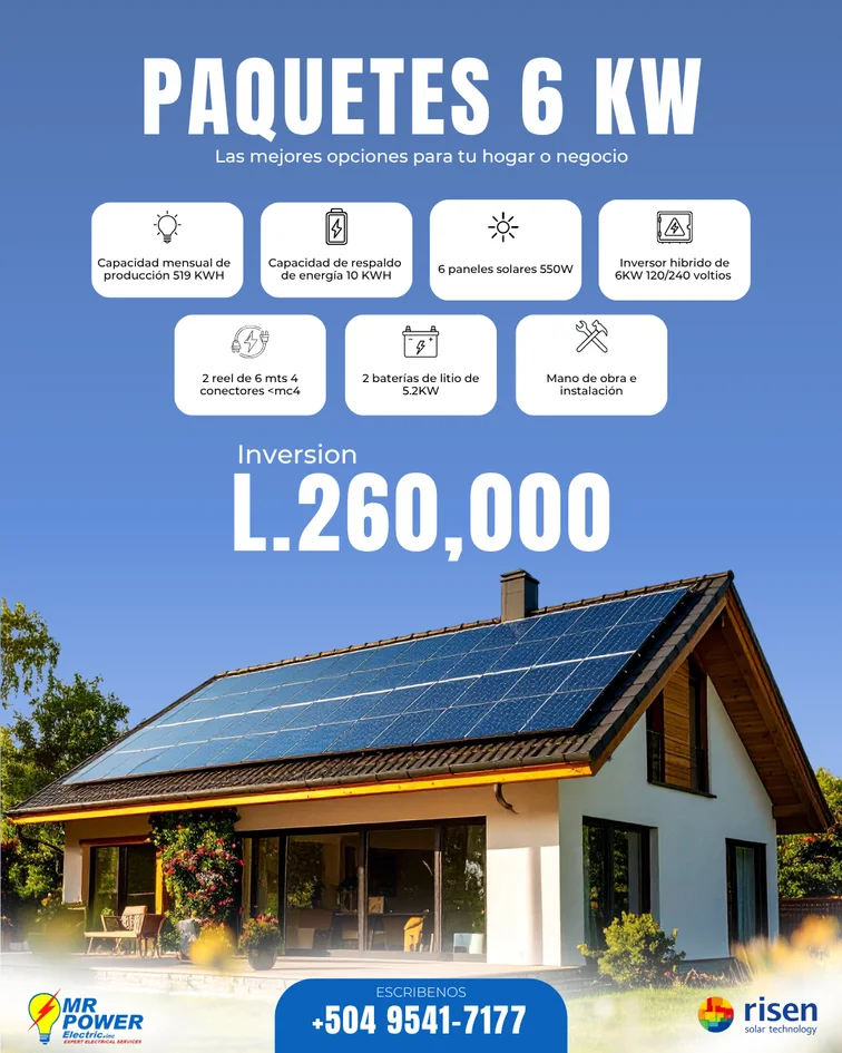 Anuncio de un paquete solar.