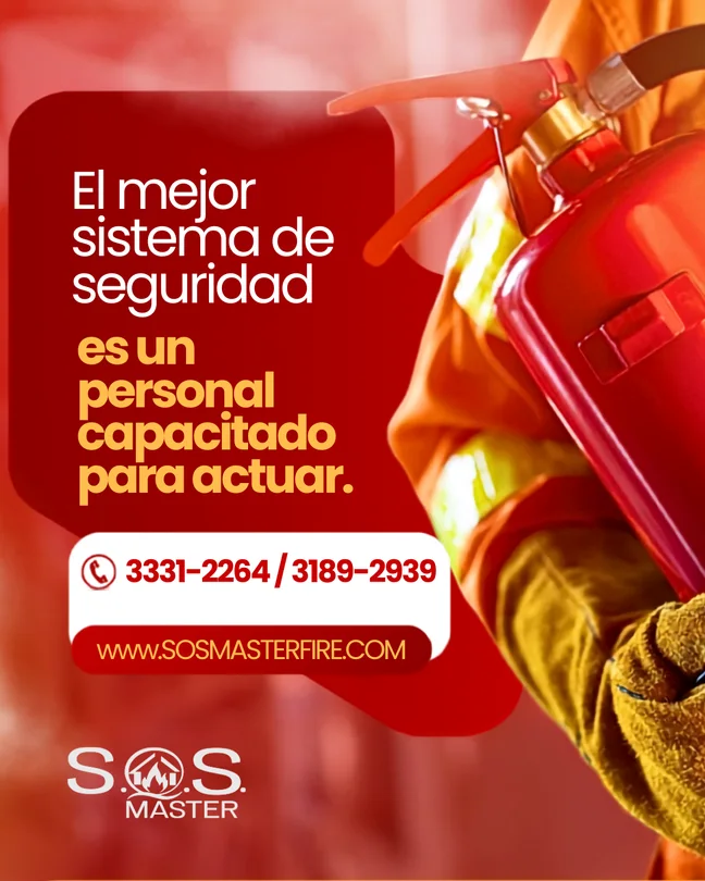 Anuncio de seguridad con un extintor.